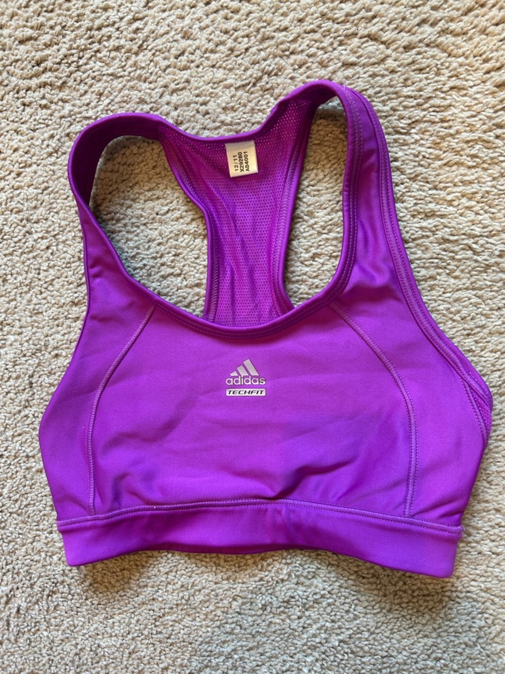 adidas Purple Racerback Techfit Sports Bra